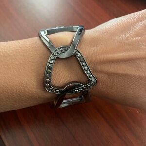 Gunmetal Link Bracelet with Studded Triangle Detail